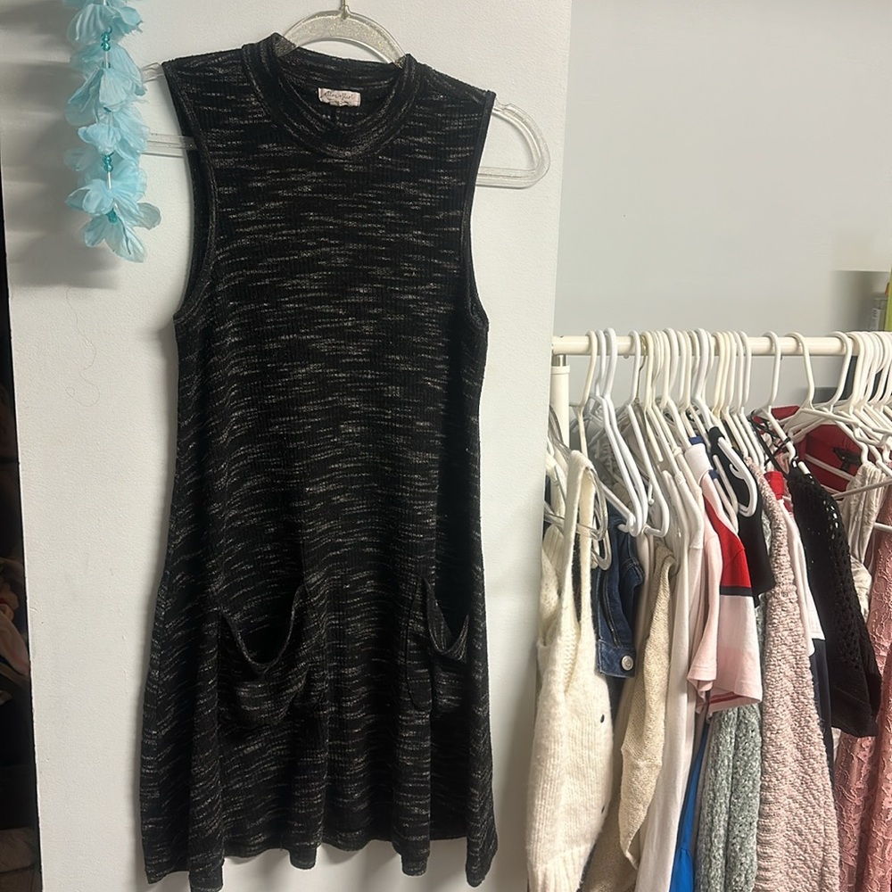 Women’s Ultra Flirt Sz Small Black/Grey Flowy High Neck Dress
